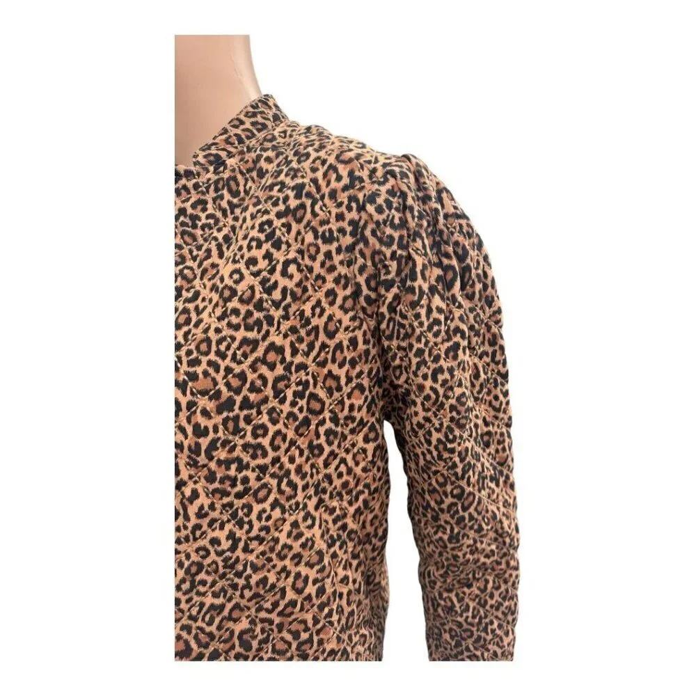 Something Navy Leopard Black Reversible Quilted Jacket NWT - Picture 6 of 14